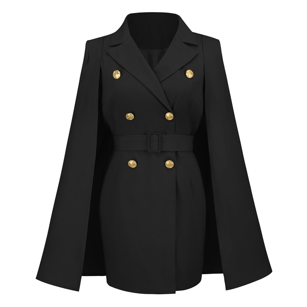 Women's Formal Dress with Blazer Cape & Belt | Workwear