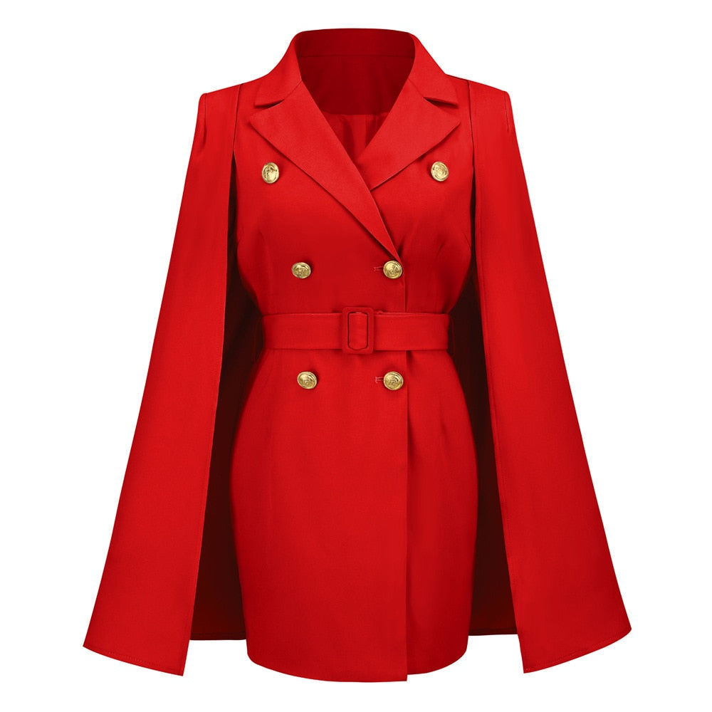 Women's Formal Dress with Blazer Cape & Belt | Workwear