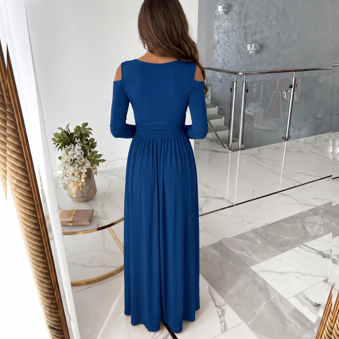 Women's Formal Dress with Cold Shoulder & V-Neck | Maxi Slit