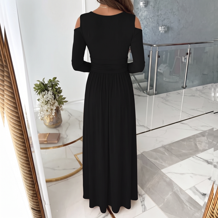 Women's Formal Dress with Cold Shoulder & V-Neck | Maxi Slit