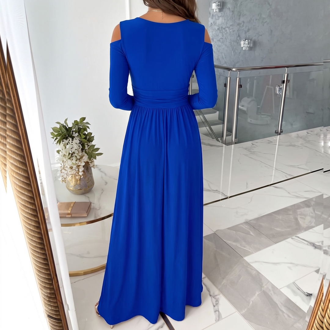 Women's Formal Dress with Cold Shoulder & V-Neck | Maxi Slit