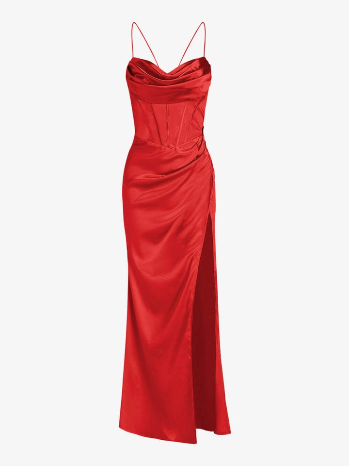 Women's Formal Dress with Corset & Lace-Up Back | Slip Maxi