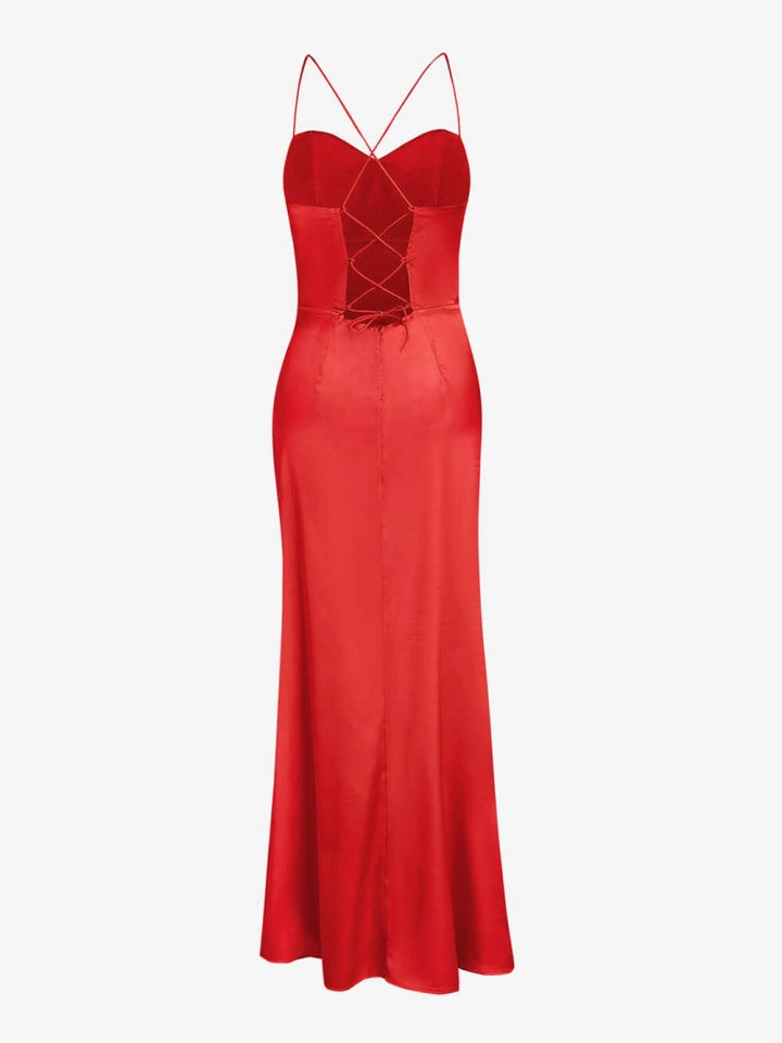 Women's Formal Dress with Corset & Lace-Up Back | Slip Maxi