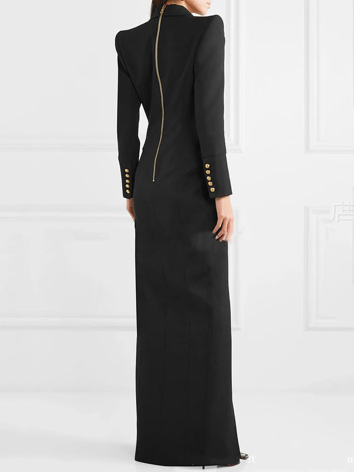 Women's Formal Dress with Lapel & Split | Maxi Blazer