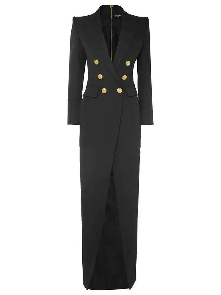 Women's Formal Dress with Lapel & Split | Maxi Blazer