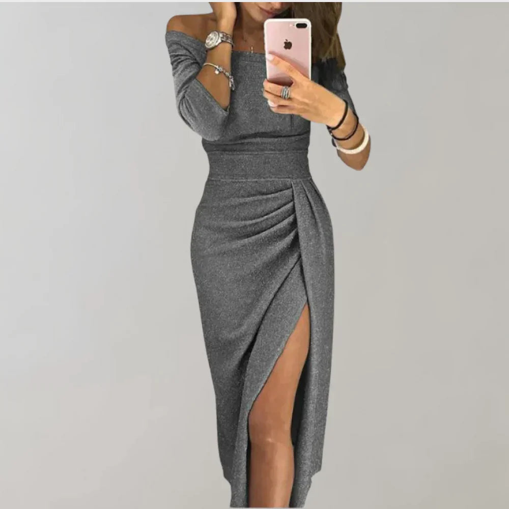 Women's Formal Dress with Off Shoulder | Front Slit