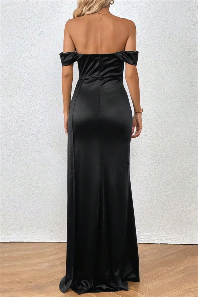 Women's Formal Dress with Off-Shoulder & Split | Maxi Evening