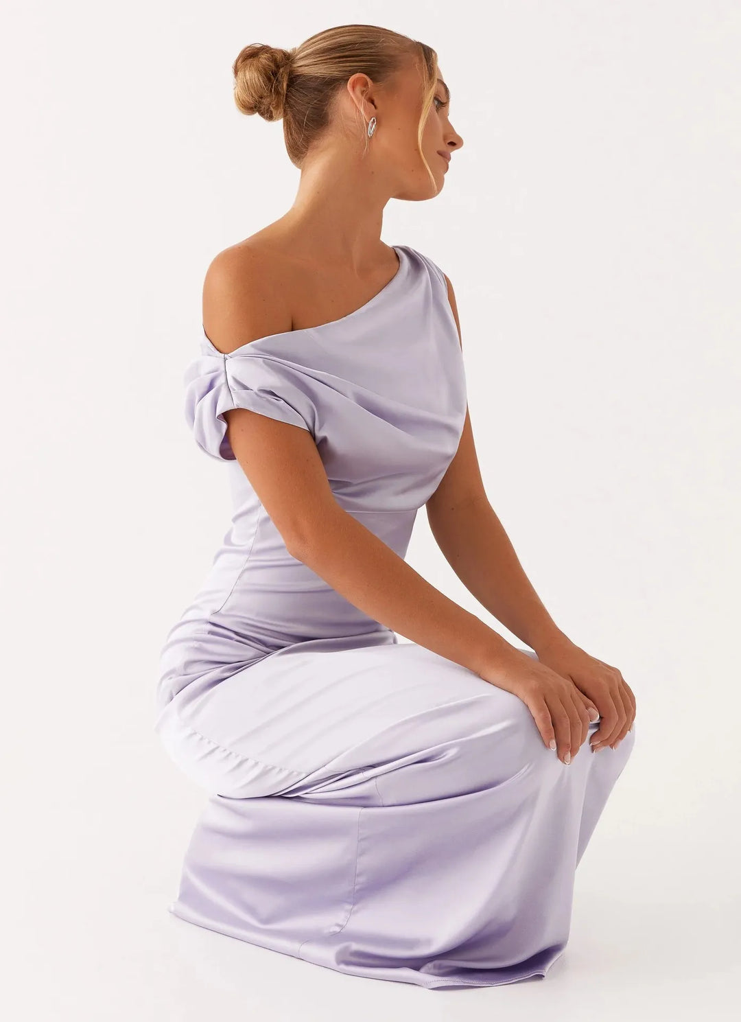 Women's Formal Dress with One-Shoulder Drape | Maxi