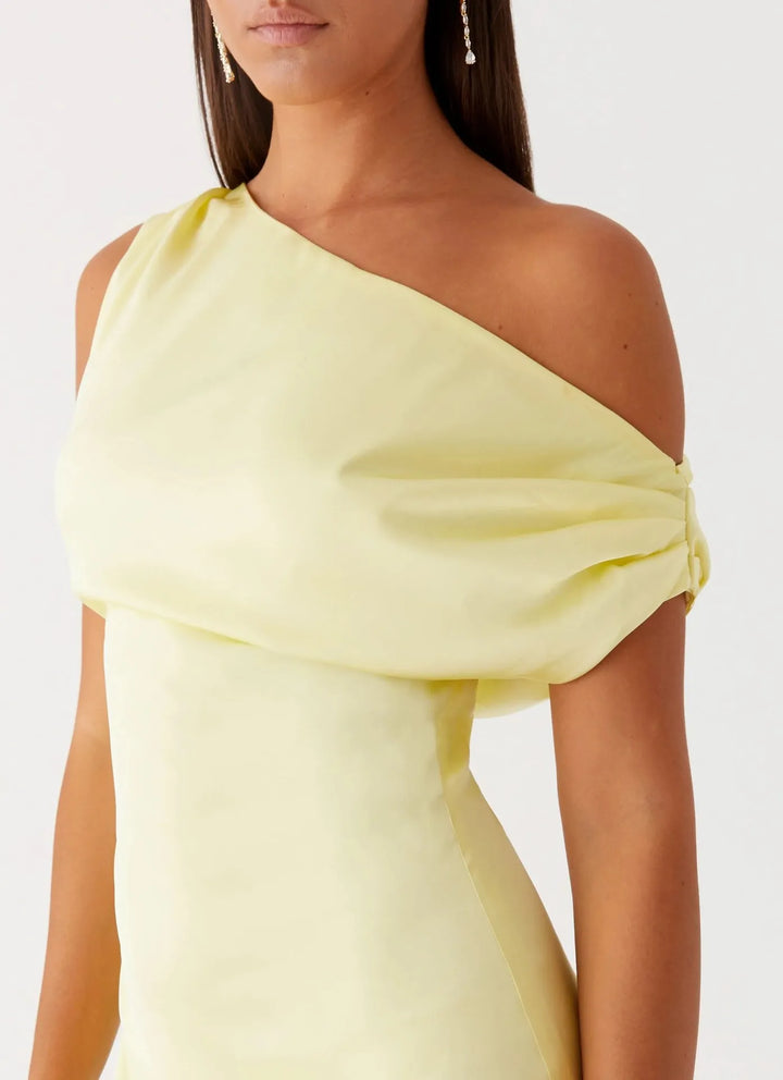 Women's Formal Dress with One-Shoulder Drape | Maxi