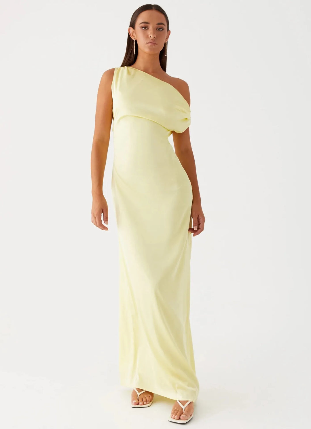Women's Formal Dress with One-Shoulder Drape | Maxi