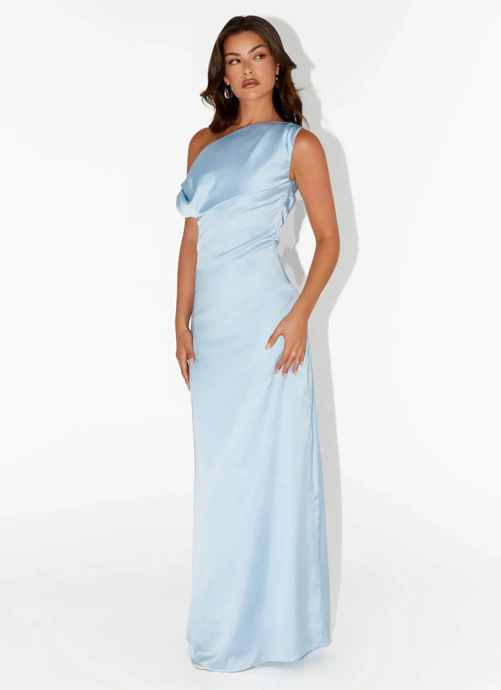 Women's Formal Dress with One-Shoulder Drape | Maxi