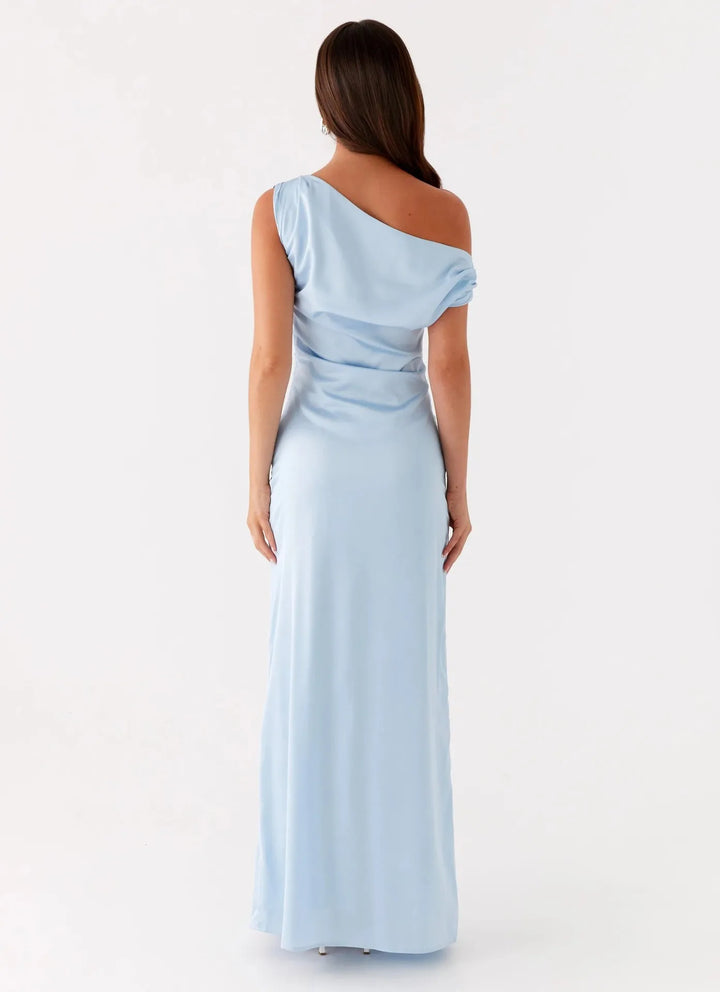 Women's Formal Dress with One-Shoulder Drape | Maxi