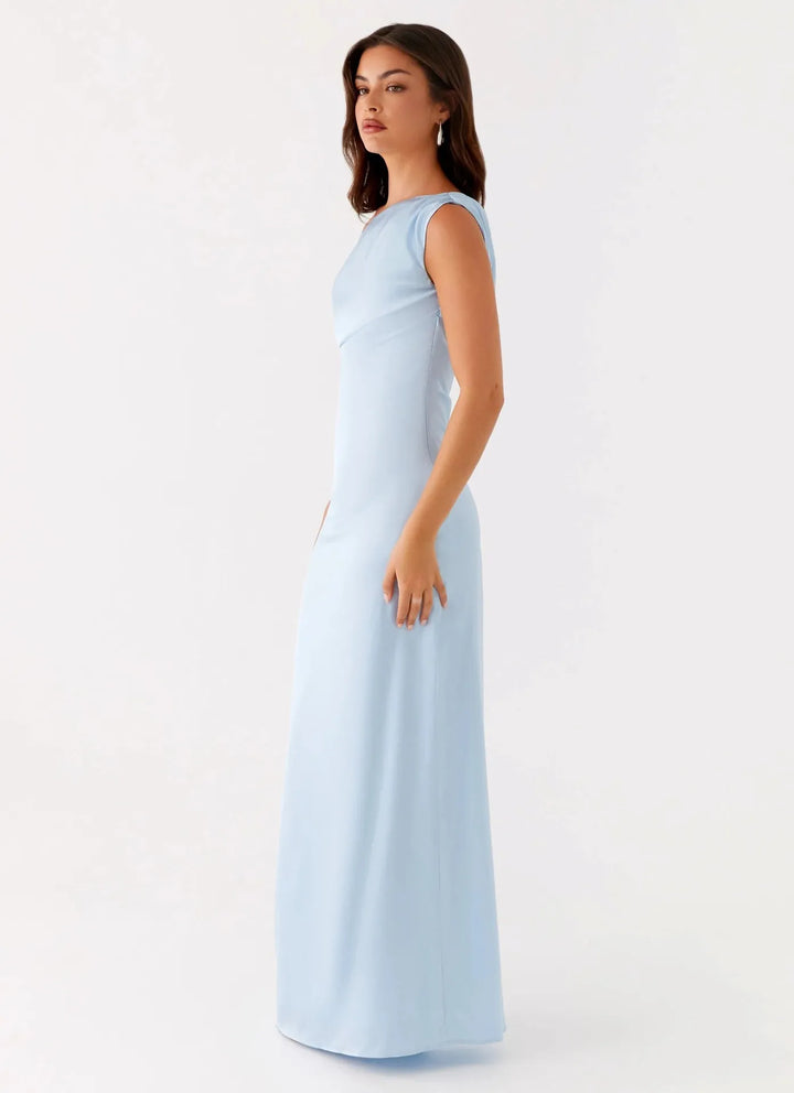Women's Formal Dress with One-Shoulder Drape | Maxi
