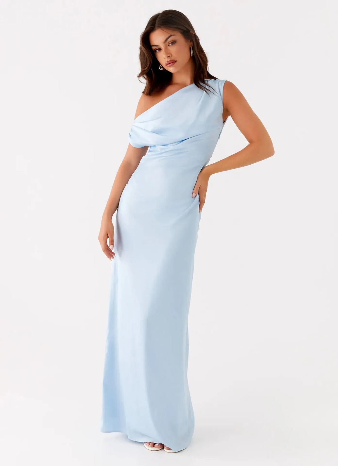 Women's Formal Dress with One-Shoulder Drape | Maxi
