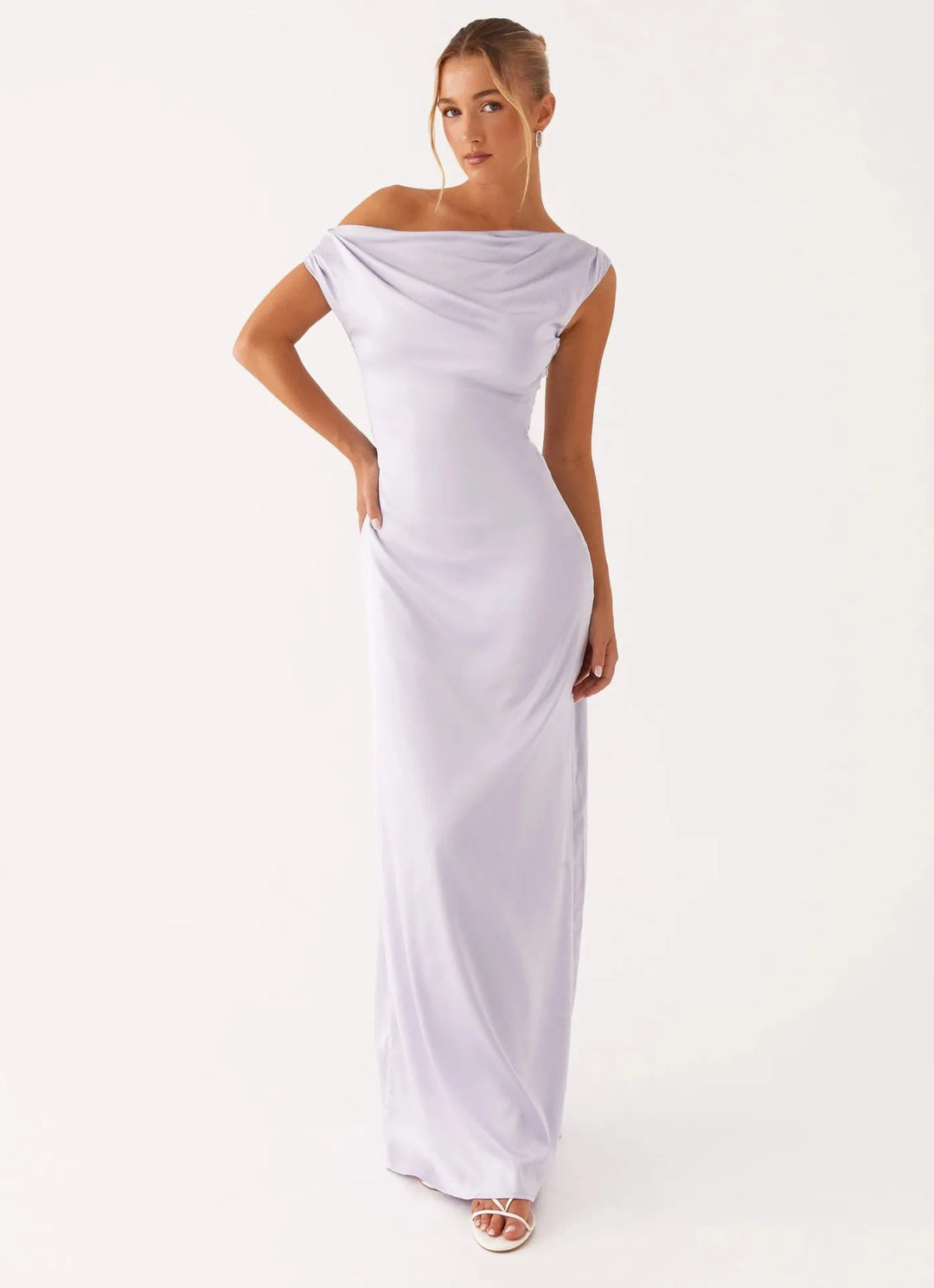 Women's Formal Dress with One-Shoulder Drape | Maxi