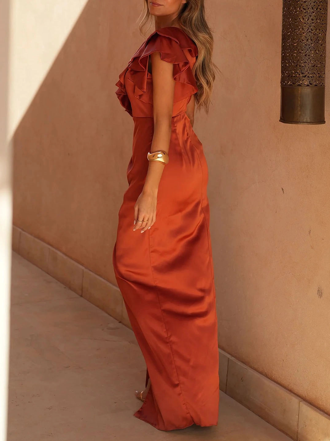Women's Formal Dress with One Shoulder | Ruffle