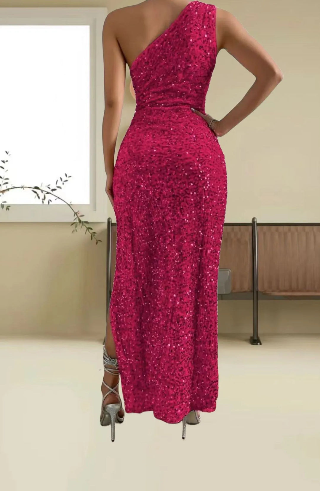 Women's Formal Dress with One Shoulder | Sequin