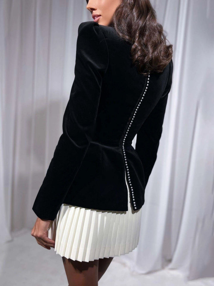 Women's Formal Dress with Puff Shoulder & Pleats | Mini
