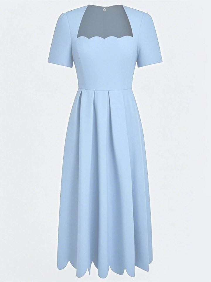 Women's Formal Dress with Scalloped Hem | Midi