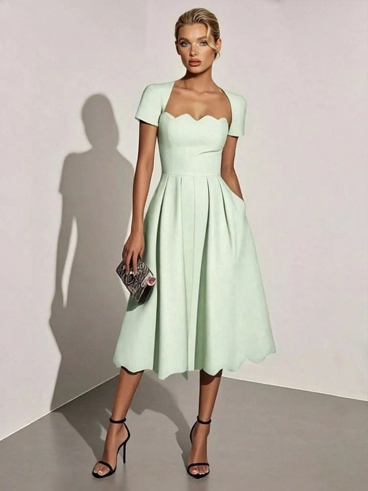 Women's Formal Dress with Scalloped Hem | Midi