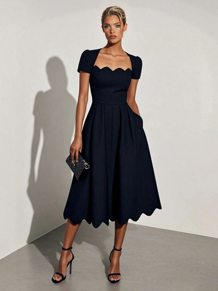 Women's Formal Dress with Scalloped Hem | Midi