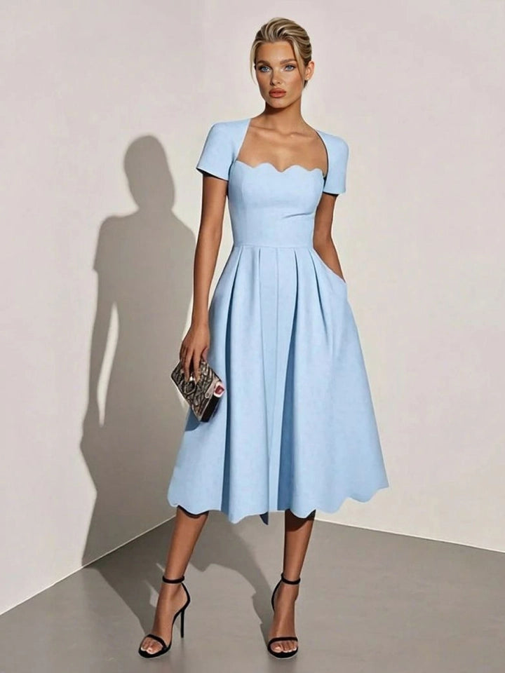 Women's Formal Dress with Scalloped Hem | Midi
