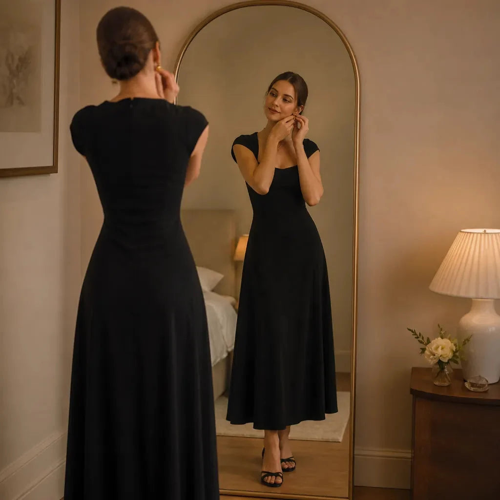 Women's Formal Dress with Square Neck | A-Line
