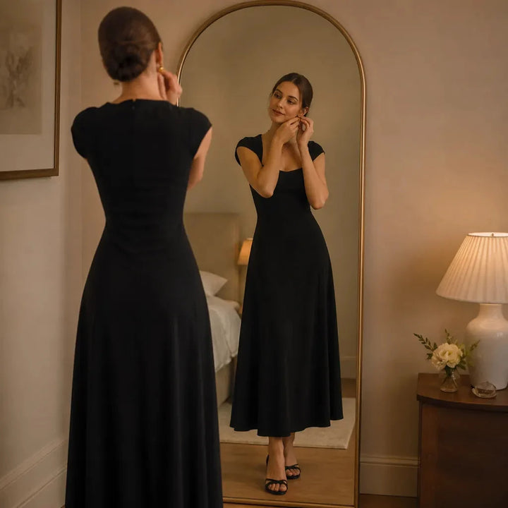 Women's Formal Dress with Square Neck | A-Line