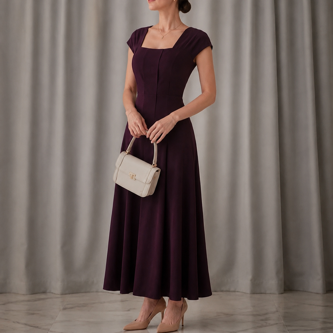 Women's Formal Dress with Square Neck | A-Line