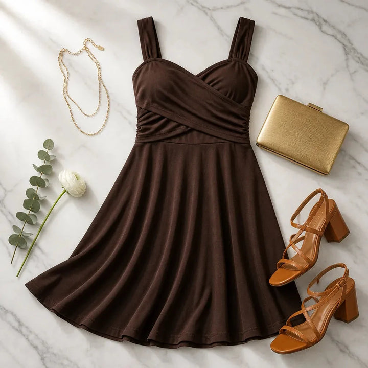 Women's Formal Dress with Sweetheart Neck & Pockets | Midi