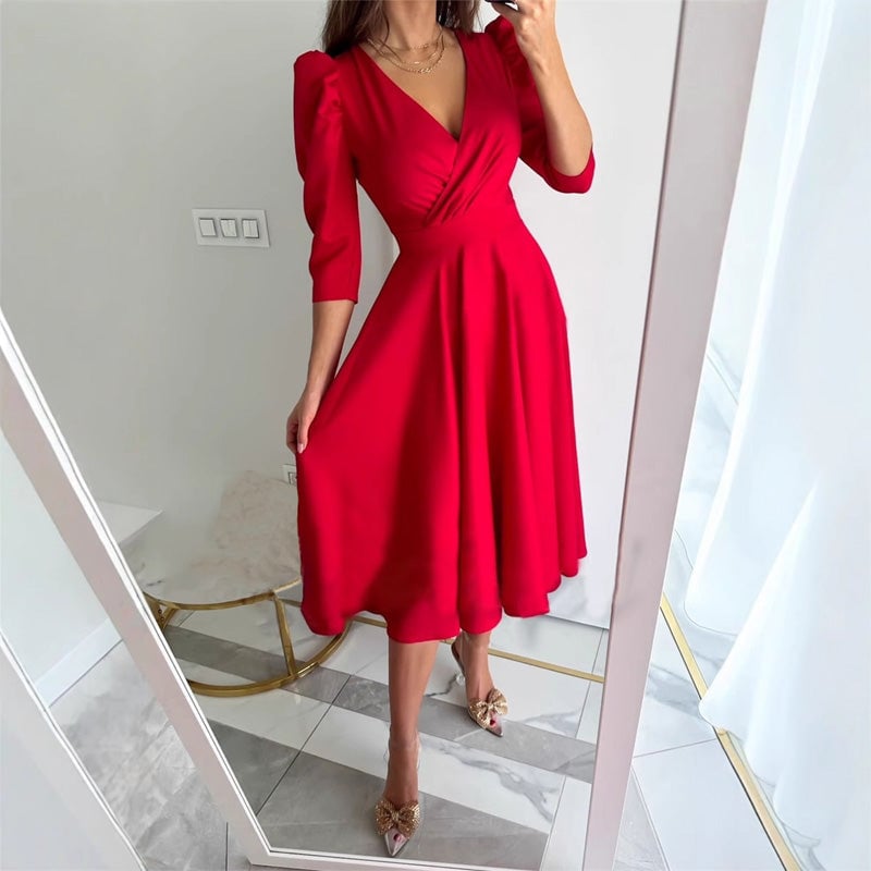 Women's Formal Dress with V Neck | Midi