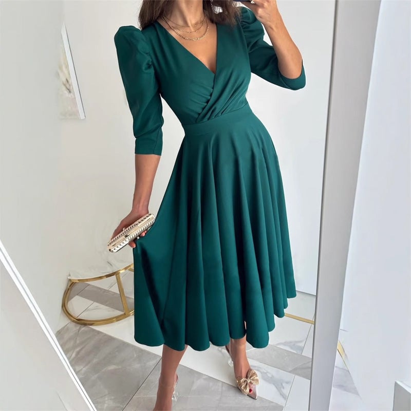 Women's Formal Dress with V Neck | Midi