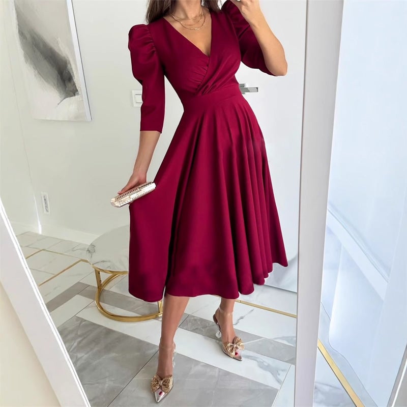 Women's Formal Dress with V Neck | Midi