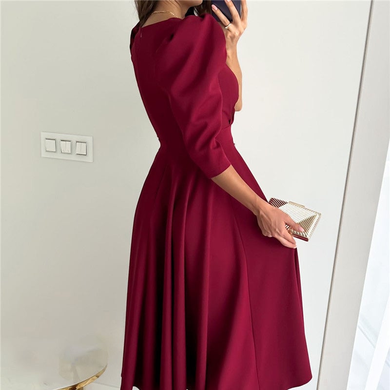 Women's Formal Dress with V Neck | Midi