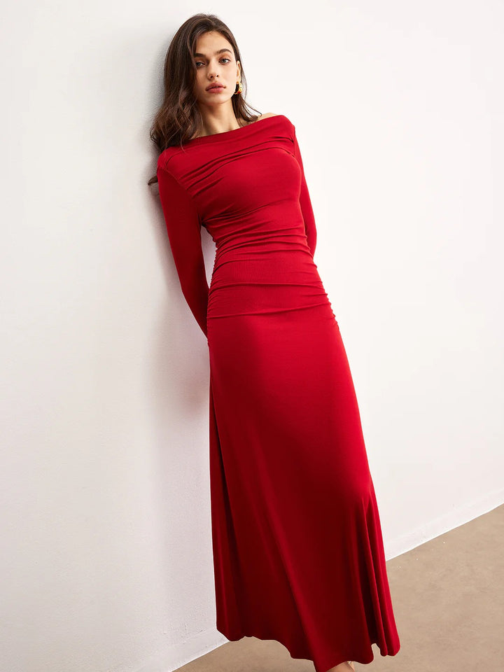 Women's Formal Long Sleeve Dress with Off Shoulder | Maxi