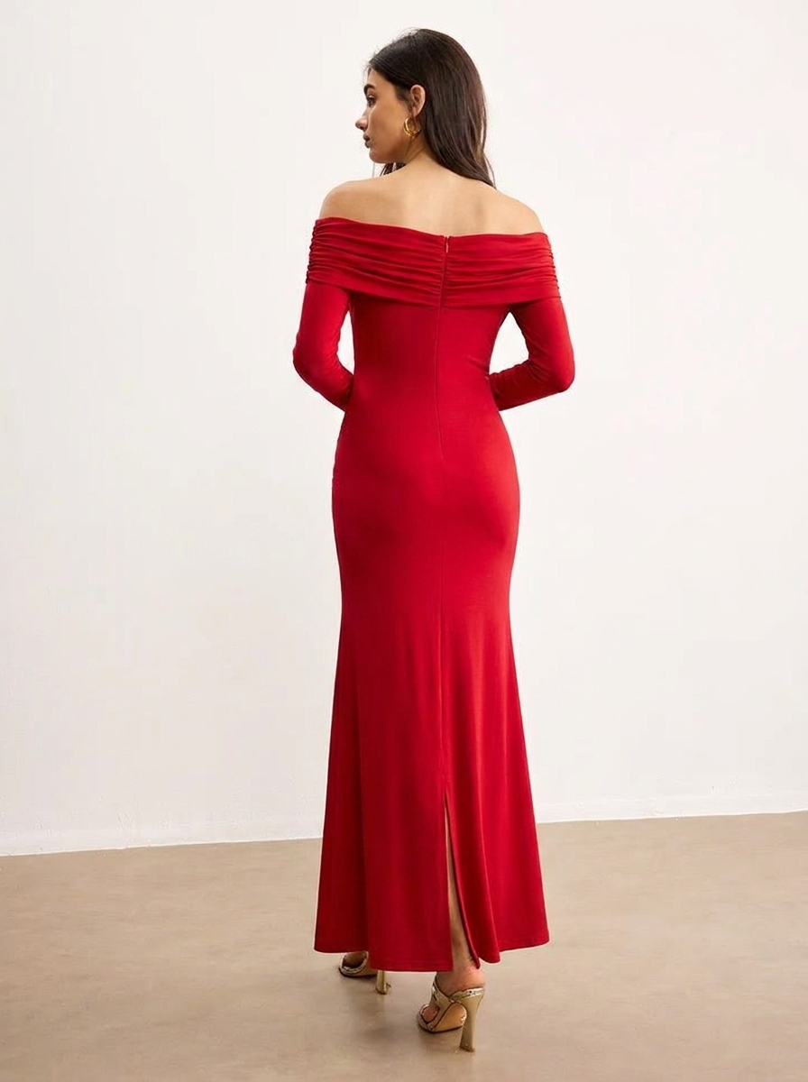 Women's Formal Long Sleeve Dress with Off Shoulder | Maxi