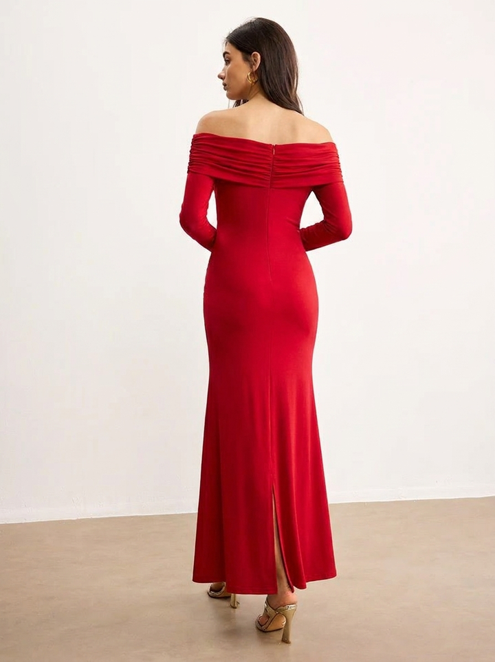 Women's Formal Long Sleeve Dress with Off Shoulder | Maxi