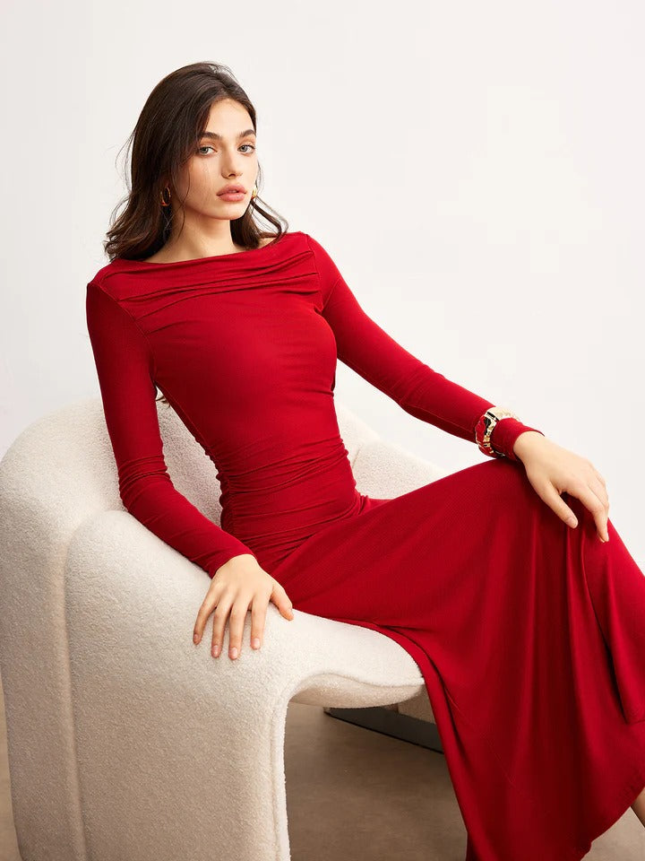 Women's Formal Long Sleeve Dress with Off Shoulder | Maxi