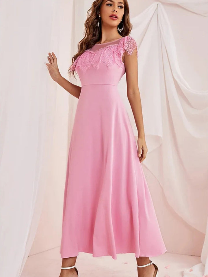 Women's Formal Pink Dress | Midi A-Line