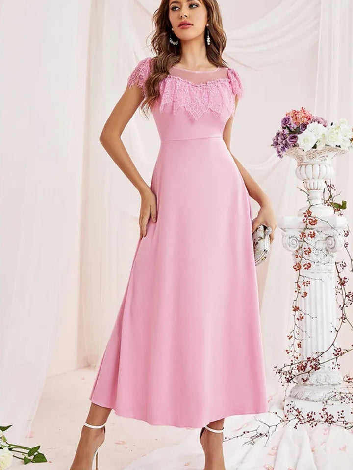 Women's Formal Pink Dress | Midi A-Line