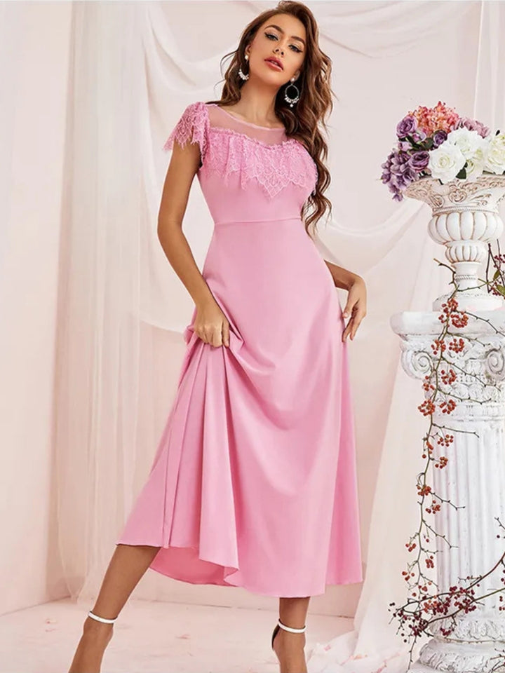 Women's Formal Pink Dress | Midi A-Line