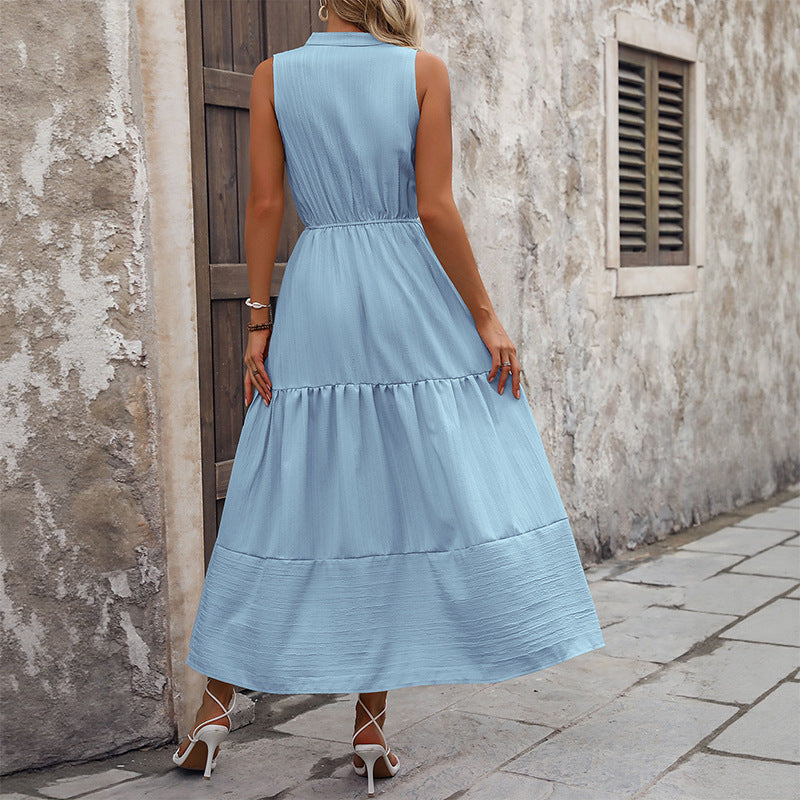Women's Formal Sundress Sleeveless & Stand-Collar | Tiered