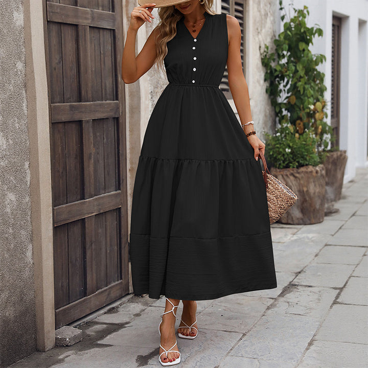 Women's Formal Sundress Sleeveless & Stand-Collar | Tiered