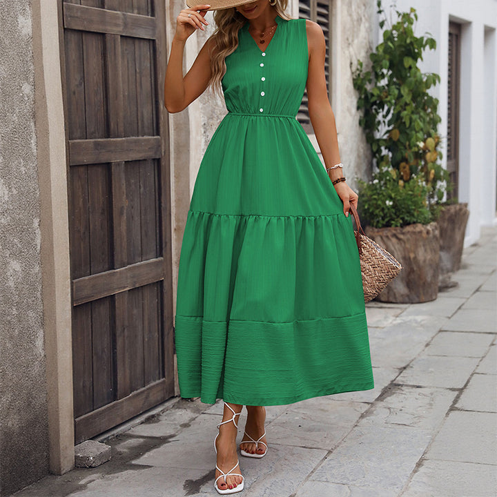 Women's Formal Sundress Sleeveless & Stand-Collar | Tiered