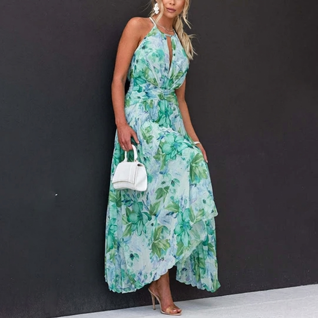 Women's Formal Sundress with Floral Print | Pleated
