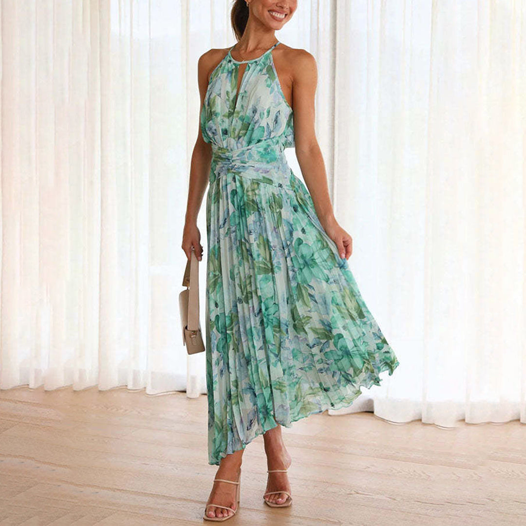 Women's Formal Sundress with Floral Print | Pleated