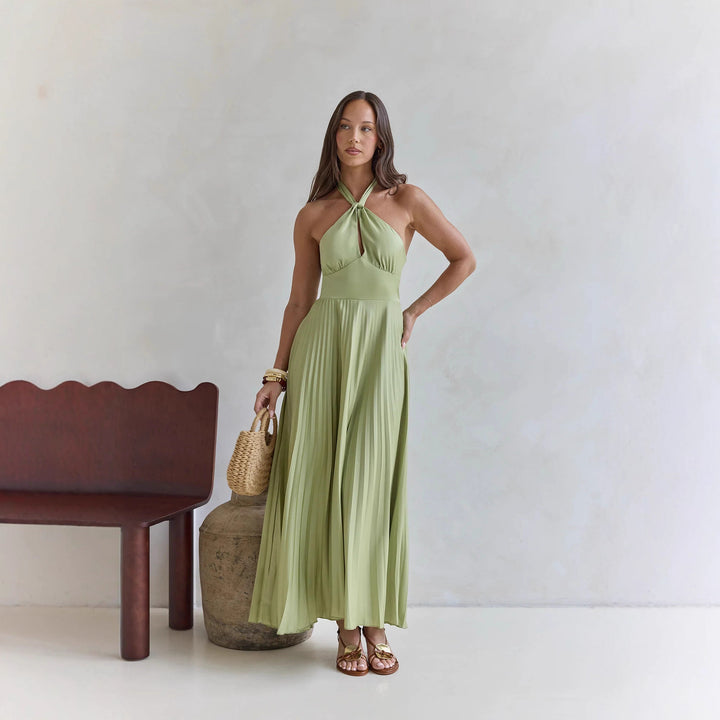 Women's Formal Sundress with Halter Neck | Pleated