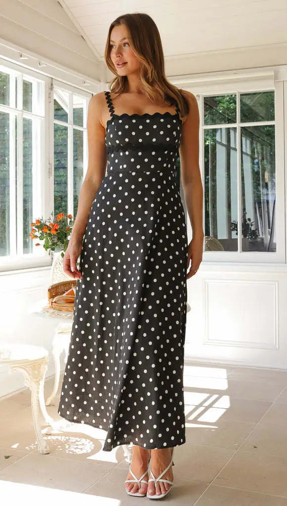 Women's Formal Sundress with Polka Dot Print | Midi