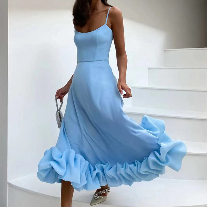 Women's Formal Sundress with Ruffle Hem | Thin Straps