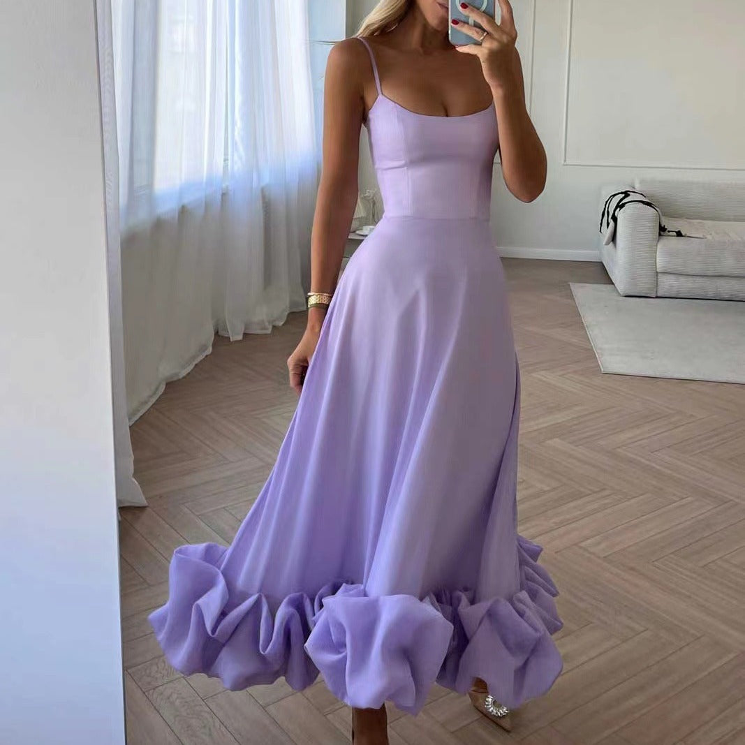 Women's Formal Sundress with Ruffle Hem | Thin Straps